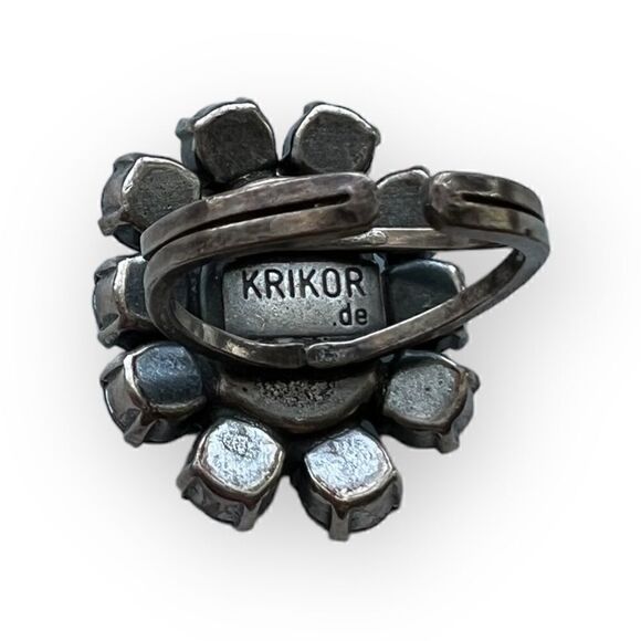 KRIKOR-COLLECTION Huge Krikor.de Blue Topaz Swarovski Crystal Silver Ring - Picture 5 of 6